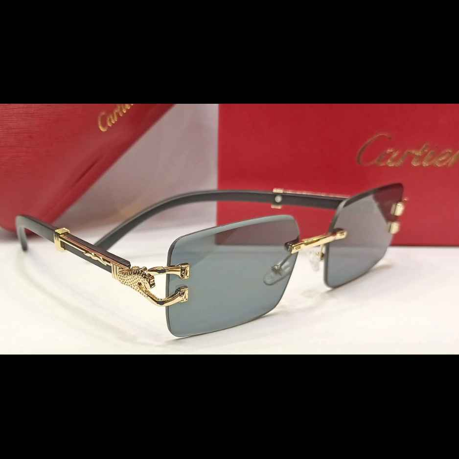 Cartier Rimless Sunglasses Vintage Metal Leopard Side